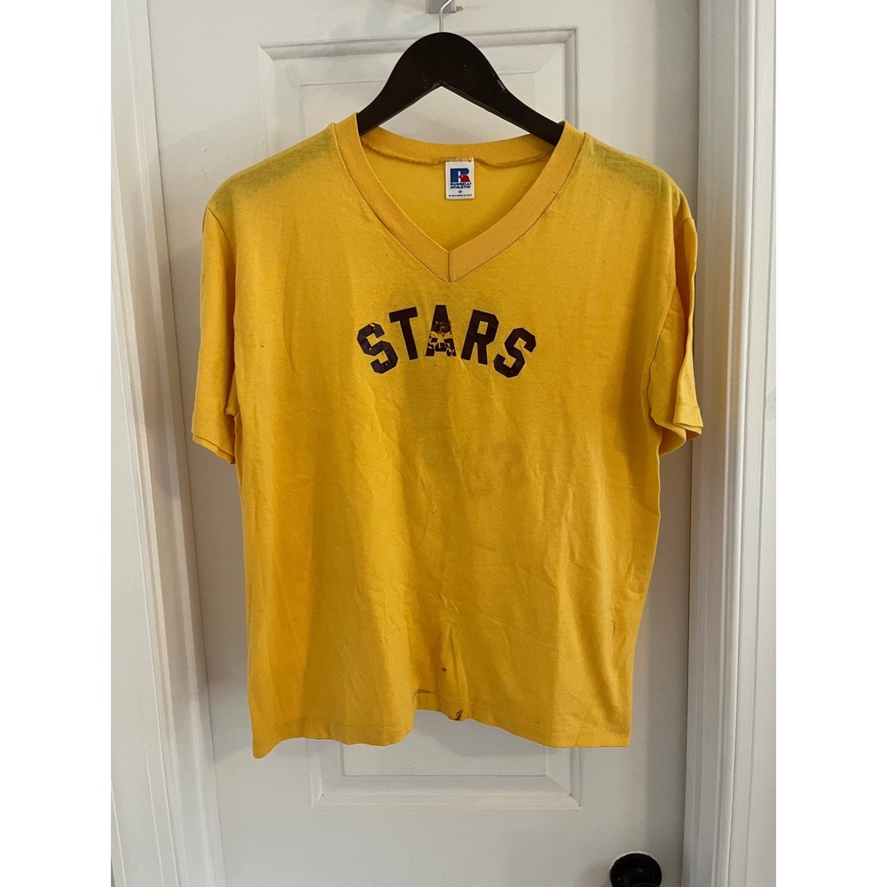 Vintage Russell Athletic Stars  V-Neck T-Shirt
